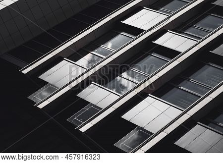 Modern Office New  Building. Geometric Glass Architecture