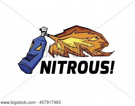 Nitrous Oxide System. No2 Bottle Cartoon Illustration