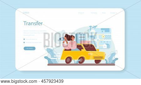 Travel Agency Web Banner Or Landing Page. Transfer, Tourists