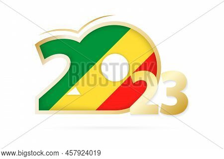 Year 2023 With Congo Flag Pattern. Vector Illustration.