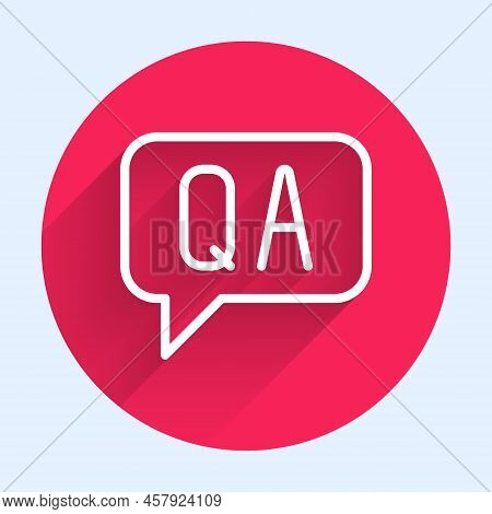White Line Speech Bubbles With Question And Answer Icon Isolated With Long Shadow Background. Q And 