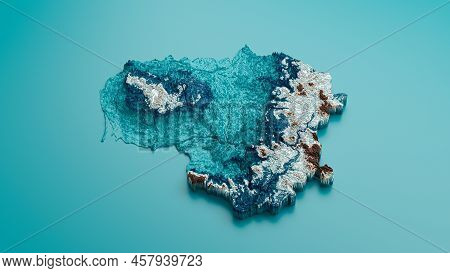Topographic Lithuania Map Hypsometric Lithuania Elevation Tint Spectral Shaded Relief Map 3d Illustr