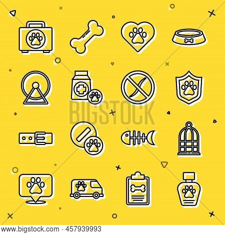 Set Line Pet Shampoo, Cage For Birds, Animal Health Insurance, Heart With Animals Footprint, Bag Of 