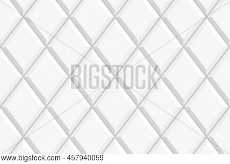 White Rhombus Tile Seamless Pattern. Bathroom Or Toilet Ceramic Wall Or Floor Texture. Kitchen Splas