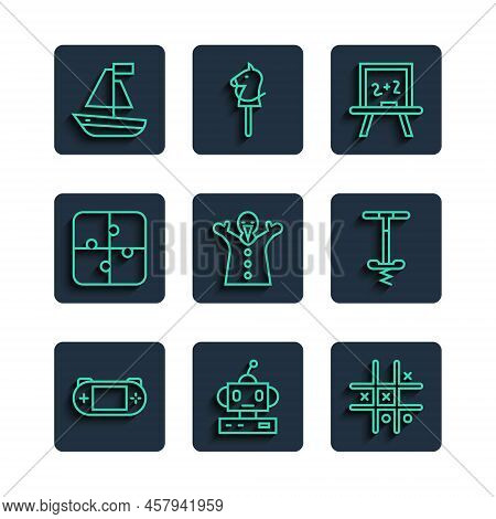 Set Line Portable Video Game Console, Robot Toy, Tic Tac Toe, Chalkboard, Toy Puppet Doll Hand, Puzz