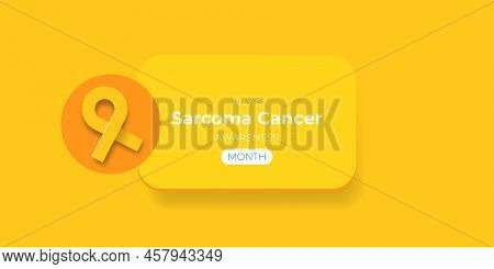 Sarcoma Cancer Awareness Month Concept Horizontal Banner Design Template With Yellow Ribbon And Text