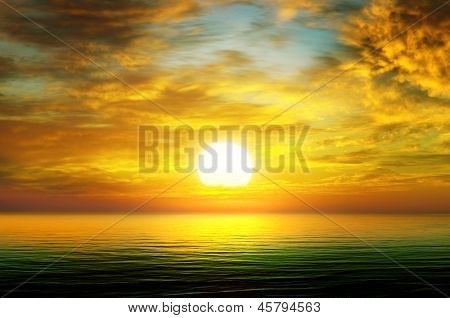 Soluppgången över havet