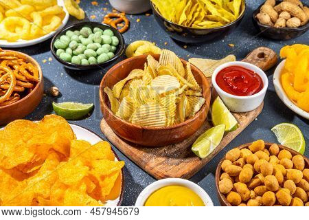 Various Unhealthy Bar Snacks Set
