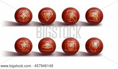 Set Line Casino Roulette Wheel, Game Dice, Lottery Ball On Bingo Card, Online Poker Table Game, Diam