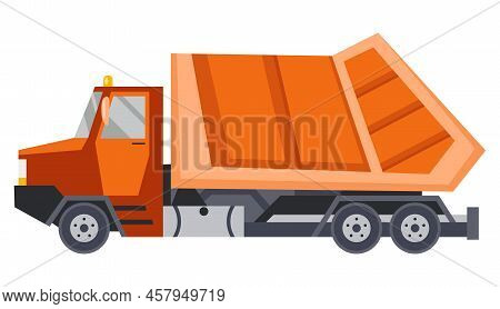 Garbage Truck With Auto Loader. Collection And Transportation Of Solid Household And Commercial Wast