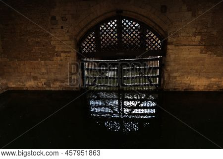 The Traitors Gate Of The Walls Of The London Tower, London. High Quality Photo
