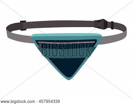 Waist Bag Flat Template. Fanny Pack As Popular Personal Item Elements And Fashion Accessory. Colorfu