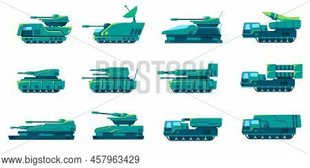 Military Armored Vehicle Tank Heavy Army Transportation Set Collection Green Color