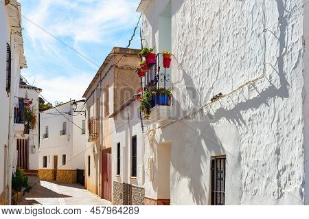 Old Town Street Curve, White Houses, Traditional Architecture, Darrical, Spain