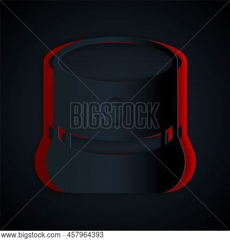 Paper Cut Kepi Icon Isolated On Black Background. Cap Army Uniform Headgear. Historic General Hat. P