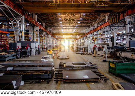 Metalworking Factory Production Line. Interior Of The Worksop.