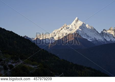 One Of The Peaks Of Meili Snow Mountain Under The Blue Sky In Yunnan Province, China