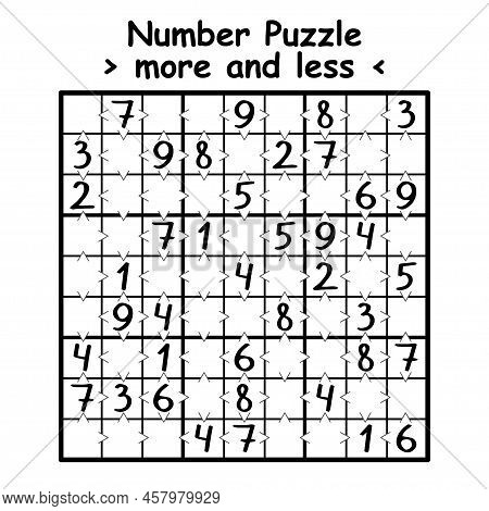 Number Puzzle For Kids Black And White Activity Page For Kids Vector Illustration