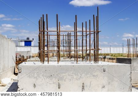 Monolithic Reinforced Concrete Foundations For The Construction Of A Residential Building. Grillage 
