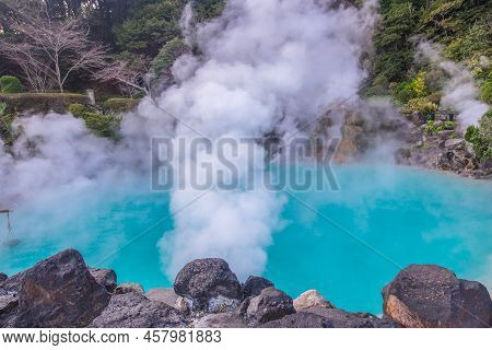 Hot Spring  (hell) Blue Water In Umi-zigoku In Beppu Oita, Japan
