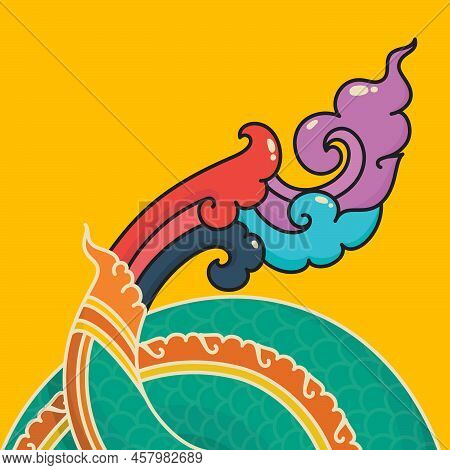 Tail Of The Thailand Serpent Colourful Kawaii Doodle Flat Cartoon Vector Illustration