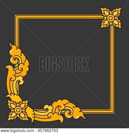 Thailand Pattern Flower Kawaii Doodle Flat Cartoon Vector Illustration Border Frame Template