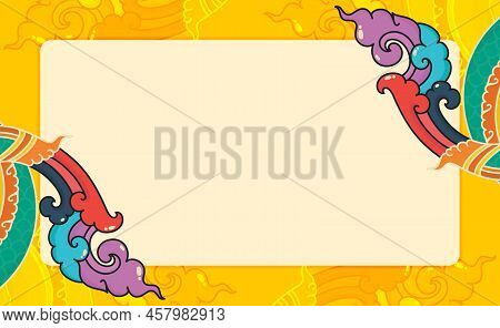 Tail Of The Thailand Serpent Colour Full Kawaii Doodle Flat Cartoon Vector Illustration Border Frame