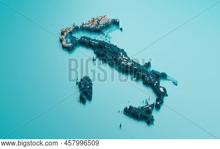 Topographic Italy Map Hypsometric Italian Elevation Tint Spectral Shaded Relief Map 3d Illustration