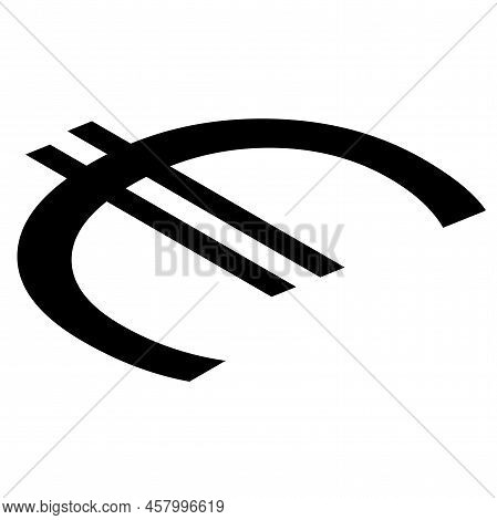 Euro Eur Currency Sign Silhouette Of European Union In Isometric Top View Isolated On White Backgrou