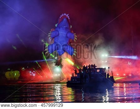 Cracow, Poland - June 4, 2022: Great Dragon Parade. The Great Outdoor Show On The Vistula River.