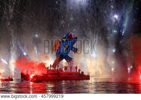 Cracow, Poland - June 4, 2022: Great Dragon Parade. The Great Outdoor Show On The Vistula River.
