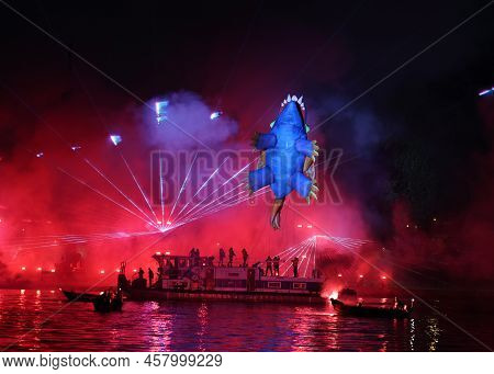 Cracow, Poland - June 4, 2022: Great Dragon Parade. The Great Outdoor Show On The Vistula River.