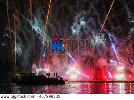 Cracow, Poland - June 4, 2022: Great Dragon Parade. The Great Outdoor Show On The Vistula River.