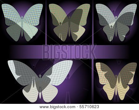 set of butterflies