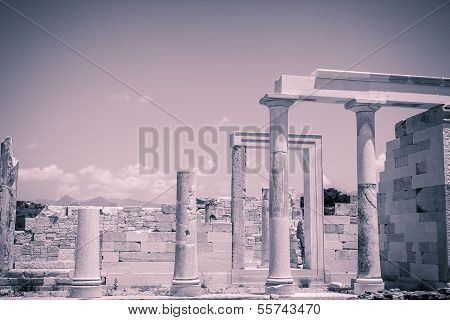 Vintage Style Photo Of The Demeter Temple, Shoot In Naxos Greece