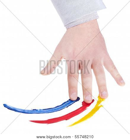 Hand That Colors On A White Background