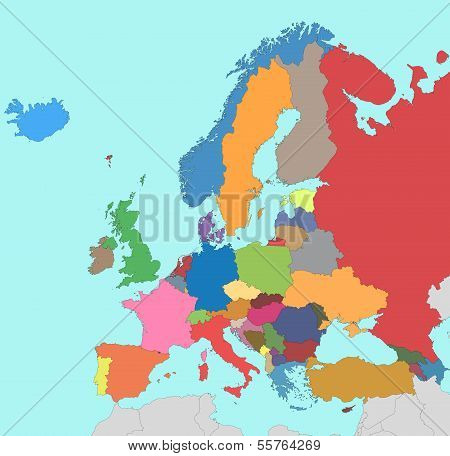 Colorful map of Europe