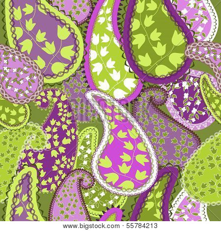 Seamless Pattern.Paisley Colorful Background.