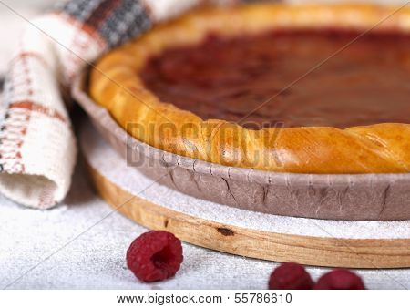Raspberry Cake And Fresh Raspberries