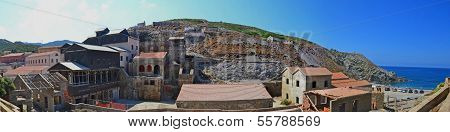 Silver mine remains and beach - Argentiera, Sardinia, Italy