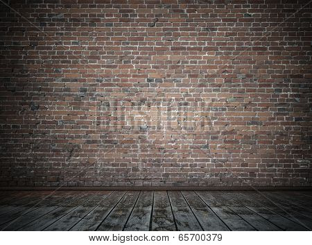 old room with brick wall, vintage background 