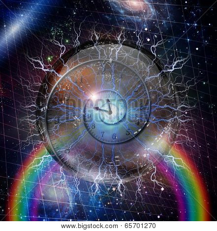 Spiral of time enclosed in crystal sphere