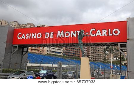 Street, Signboard And Bronze Statue, Monaco, Monte-carlo.