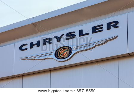 Samara, Russia - May 24, 2014: Chrysler Automobile Dealership Sign. Chrysler Group Llc Is An America