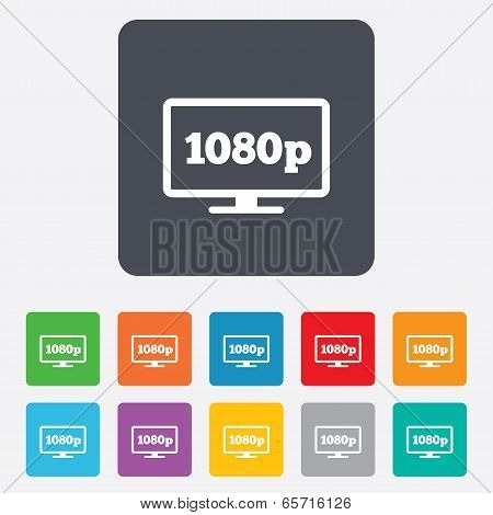 Full hd widescreen tv. 1080p symbol.