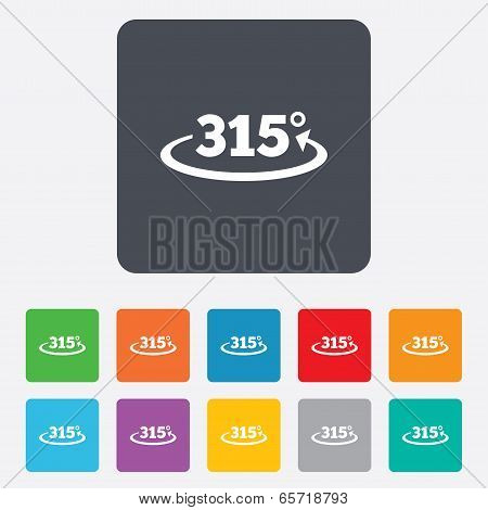 Angle 315 degrees sign icon. Geometry math symbol