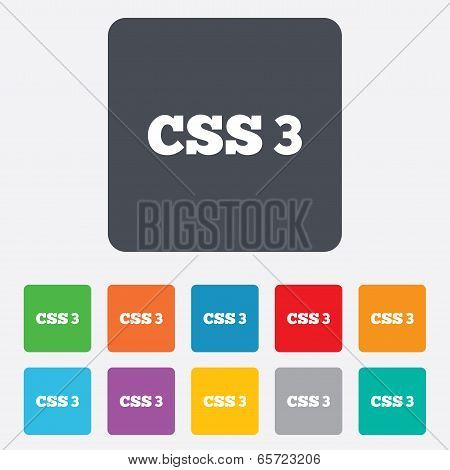 CSS3 sign icon. Cascading Style Sheets symbol.