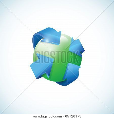 Abstract three dimensional sphere with arrows