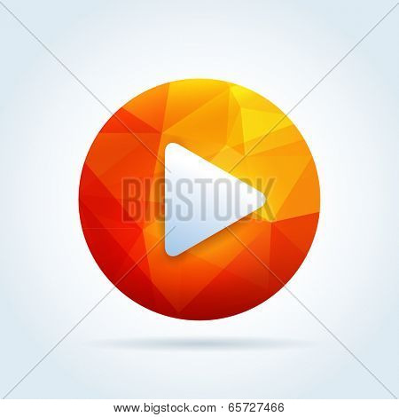 Play media button icon with triangle abstract pattern