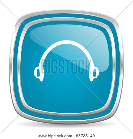 headphones blue glossy icon